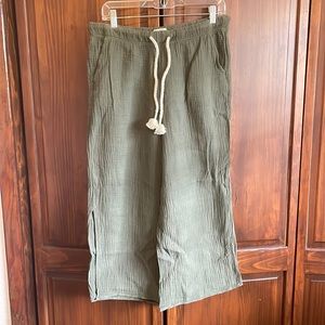 UpWest Wide Leg Plisse Textured Pant - CASUAL NEW OLIVE / L
